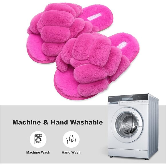 Memory Foam Open Toe Slippers for Women - Fluffy Comfort in Rose Pink, Size 8-9 - Picture 6 of 6